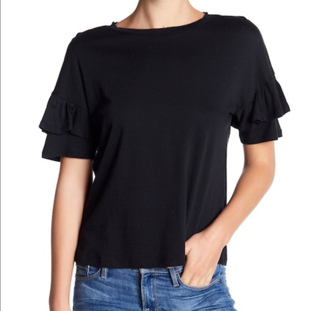 Black cute ruffle top